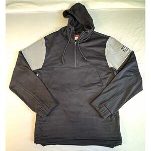 Rawlings Men's 1/4 Zip Hooded Pullover Hoodie Black/Gray Colorblock S